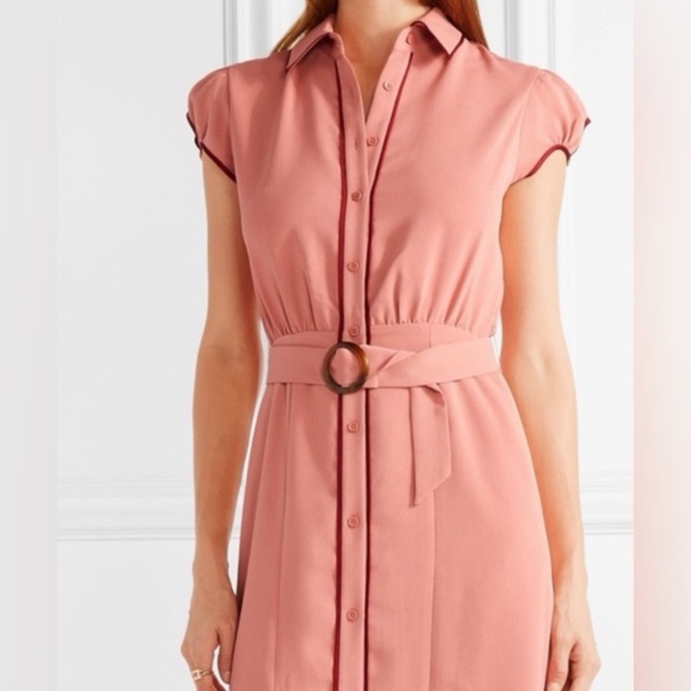 Alice + Olivia Dusty Rose Button-Front Midi Dress